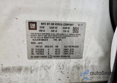 2018 Buick Encore Preferred from USA, damaged, VIN KL4CJESB7JB565576